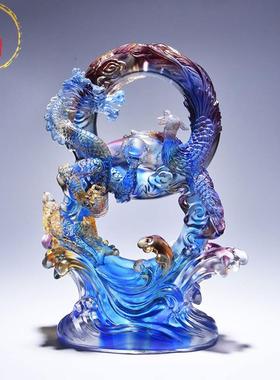 威弗列德客厅上档次寓意好的结婚礼物送新人新婚贺礼琉璃龙凤摆件