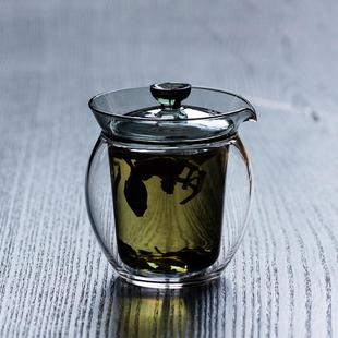 烟灰色双层防烫耐高温玻璃隔热泡茶壶办公家用功夫茶具不烫手盖碗