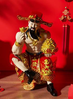 肌肉武财神爷摆件家用客厅桌面手办招财健身房工艺品高档开业礼物