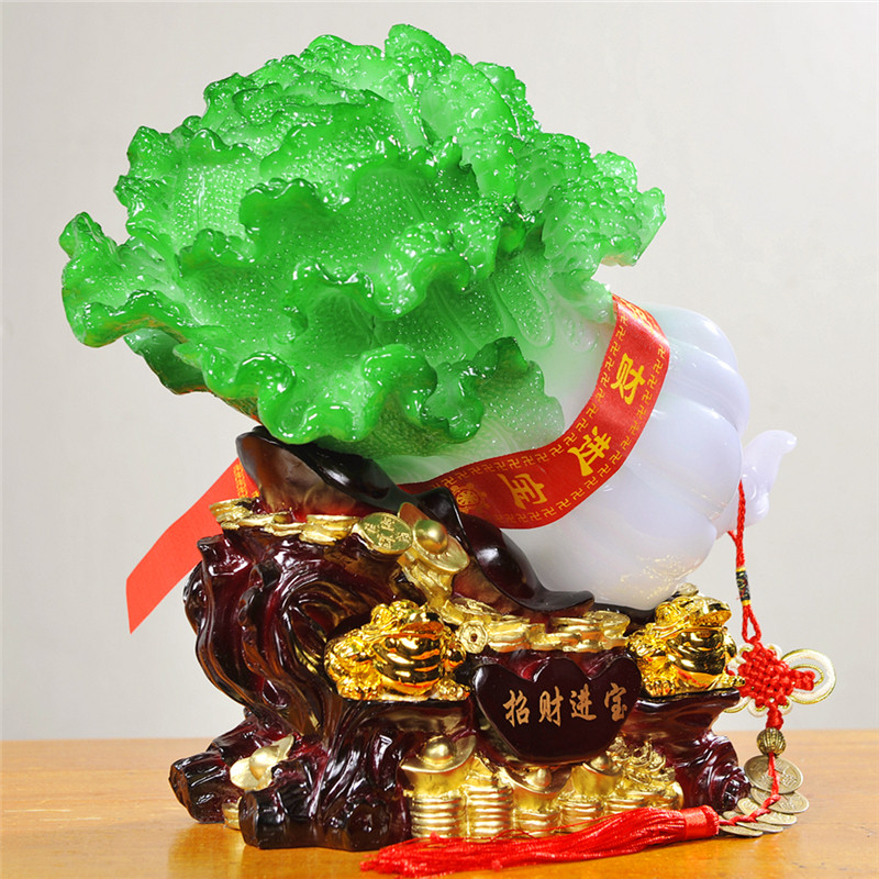 玉白菜摆件招财金蟾公司玄关隔断客厅电视酒柜装饰工艺品开业礼品