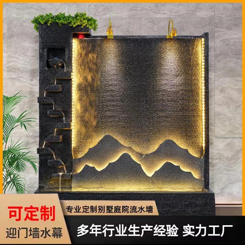 新品欧式室内客厅水幕墙流水墙屏风隔断装饰水景墙假山流水喷泉大