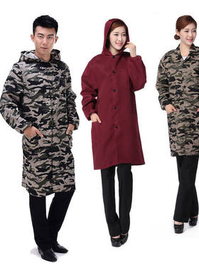 加绒工作服男女长款耐磨防尘迷彩防水仓库搬运劳保服工厂大褂罩衣