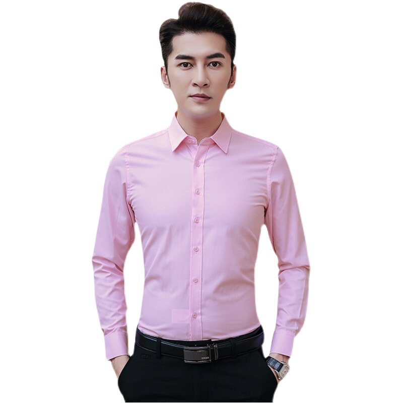 粉色结婚礼衬衫男长袖早秋冬季大尺码胖子新郎伴郎团订婚送领结衬