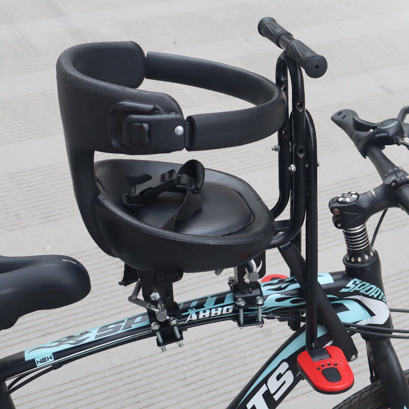 山地自行车儿童座椅护栏可打开山地车宝宝座椅前置前后调节全包裹