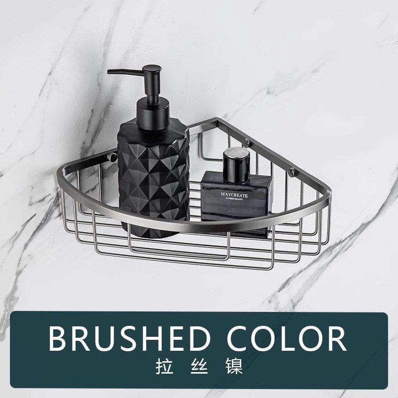 哑光拉丝镍304不锈钢三角篮卫生间置物架壁挂三角架浴室五金挂件