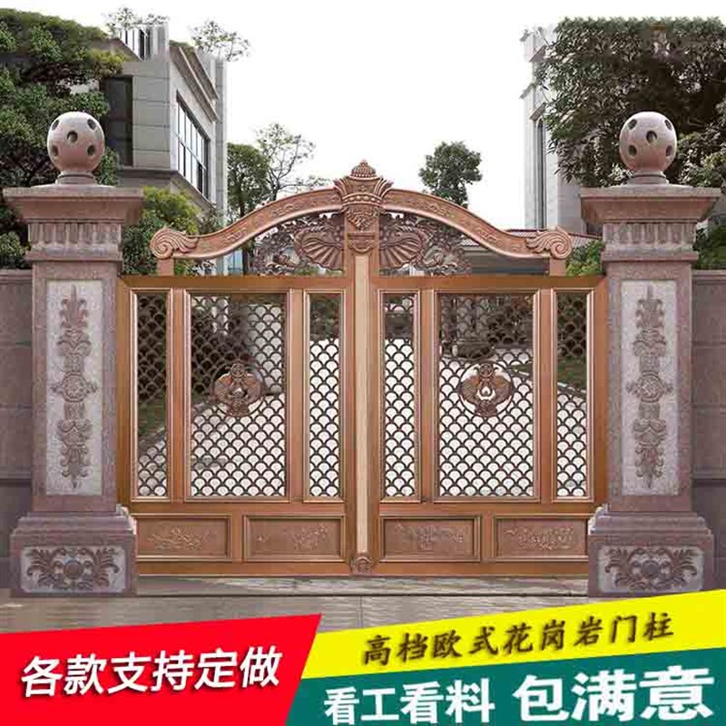 石雕欧式门柱大理石花岗岩柱子别墅小区门口摆件室外大门石柱浮雕