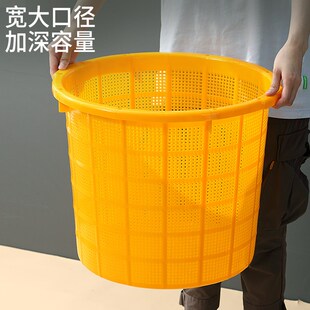 西瓜筐水产虾鱼筐穿绳腰箩菜筐衣物收纳筐加厚塑料箩筐圆形周转篓