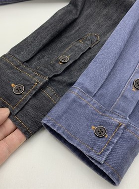 阿美咔叽牛仔衬衫男全棉重水洗工装重磅机车款牛仔宽松深灰色衬衣