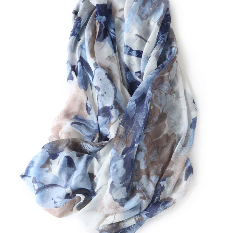 不起皱!用料足超大1.5米宽纱巾水墨手绘印花披肩围巾女春夏秋季