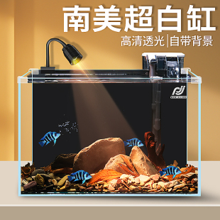 饰桌面生Z态玻璃鱼缸 家用鱼缸超白玻璃南美溪流缸小型客厅造景装