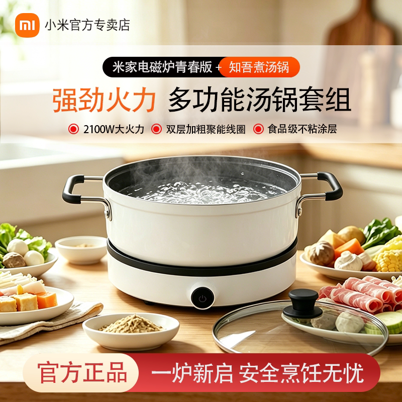 小米米家电磁炉青春版知吾煮汤锅家用公寓迷你火锅爆炒智能煮汤煎