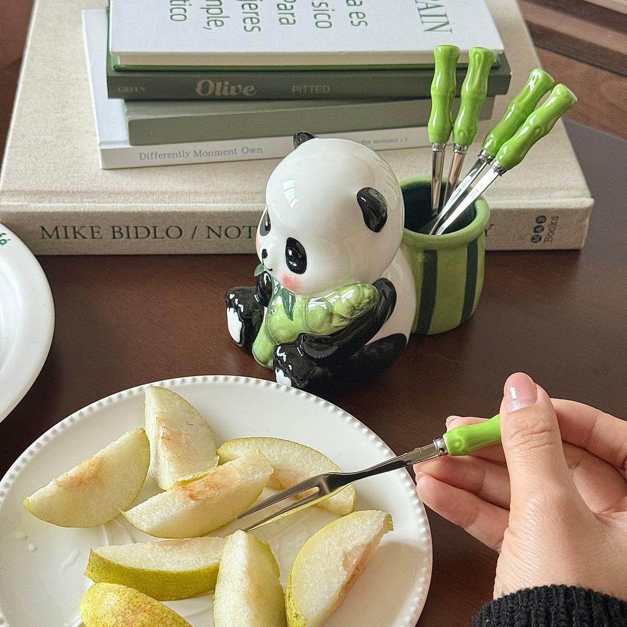 辰戌家居陶瓷熊猫304不锈钢水果叉子客厅礼物可爱甜品蛋糕签餐具,餐饮具,水果叉/水果签,淘宝优惠券,粉丝福利购,淘宝优惠卷