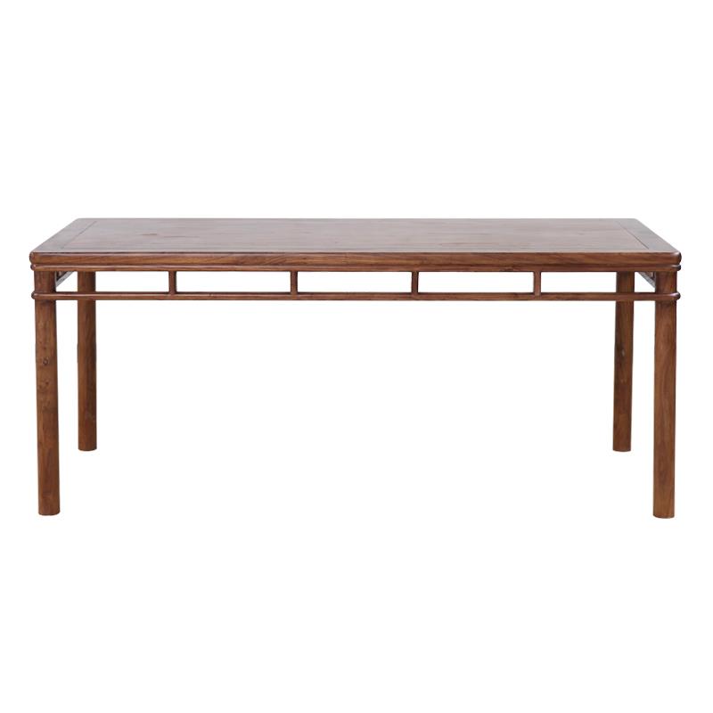 徽州木府新中式茶桌椅组合禅意茶台老榆木茶道桌榫卯原木餐桌包邮