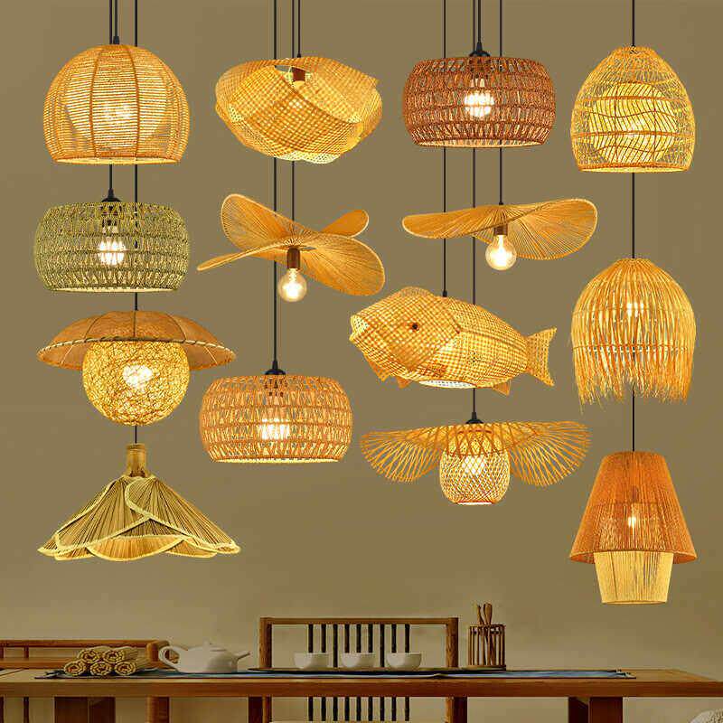吊灯 创意藤编吊灯 民宿藤艺灯具 饭厅灯 竹编吊灯竹艺灯麻绳吊灯
