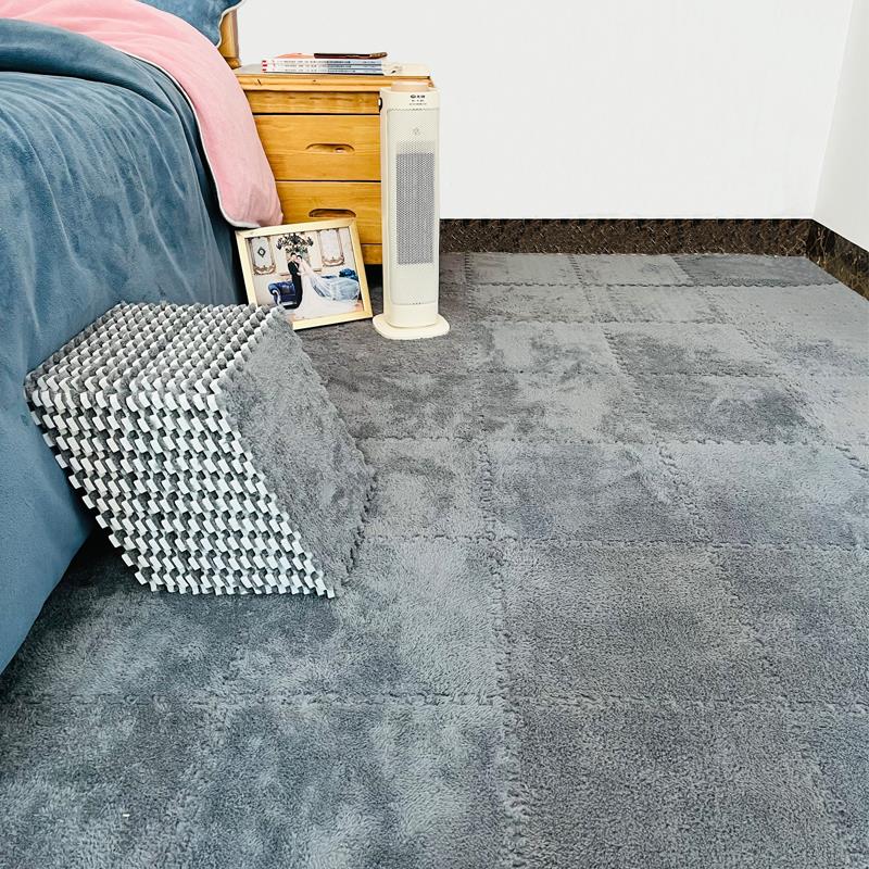 房间地毯卧室床边毯女孩出租屋全铺大面积地板铺垫拼接毛绒地垫