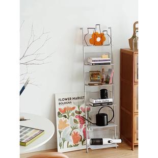 ins风书架靠墙窄中古CD置物架落地多层杂志收纳陈列展示架子墙上