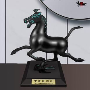 马踏飞燕摆件招财纯铜马彷古青铜器铜奔马中式书房古玩古董博古架
