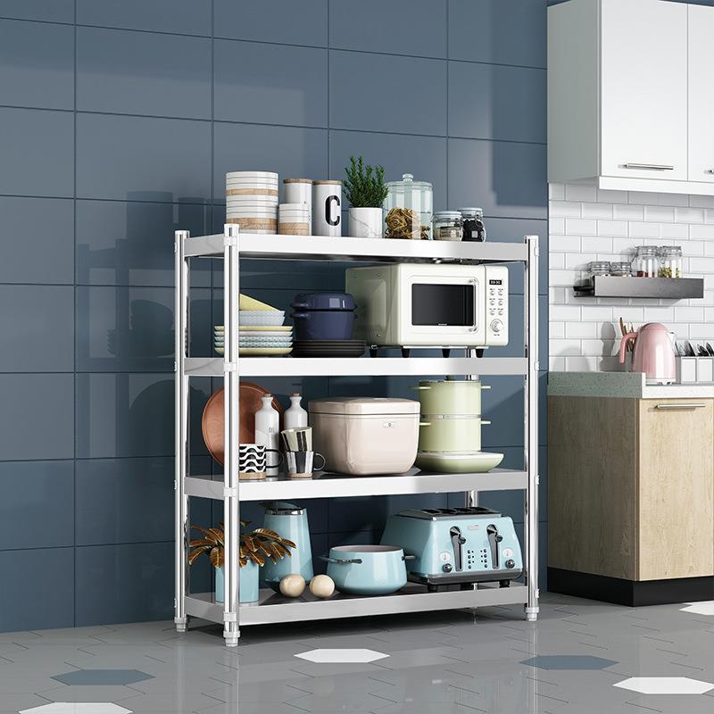 微波炉架不锈钢落地置物架收纳架厨房整理多层调料架碗碟架多功能