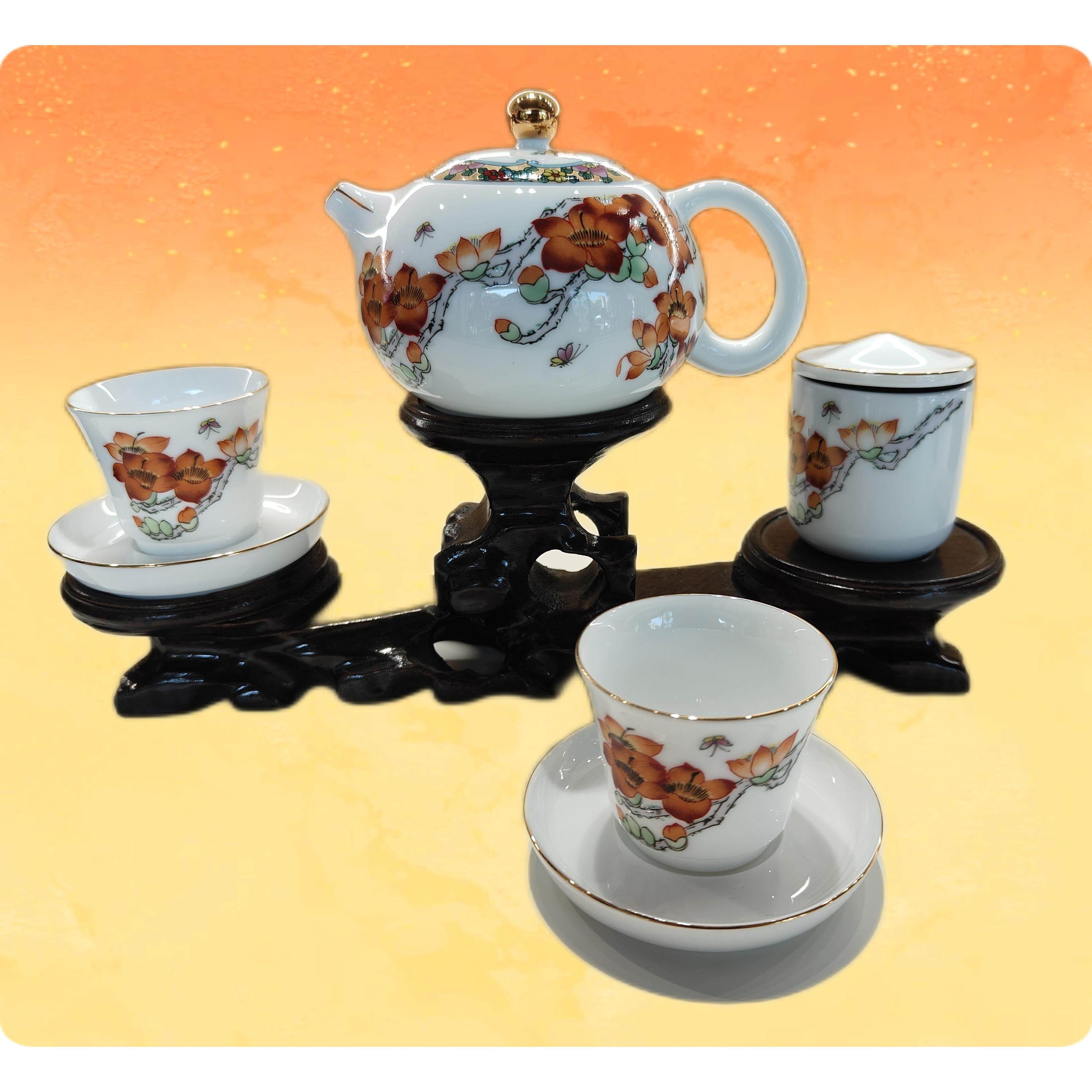 紫云阁广彩荔枝红棉茶具整套 岭南特色工艺品 广州手信礼品 彩绘,餐饮具,旅行茶具,淘宝优惠券,粉丝福利购,淘宝优惠卷