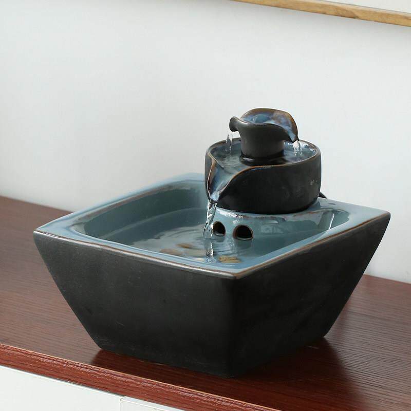 创意客厅小型迷你流水摆件陶瓷循环水办公室桌面加湿器招财装饰品