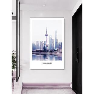 装饰画城市风景建筑摄影现代简约创意酒店大幅落地客厅定制壁挂画