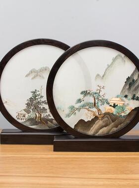 刺绣摆件苏州双面绣桌面摆件创意摆台绣美复古台屏中国风商务礼品