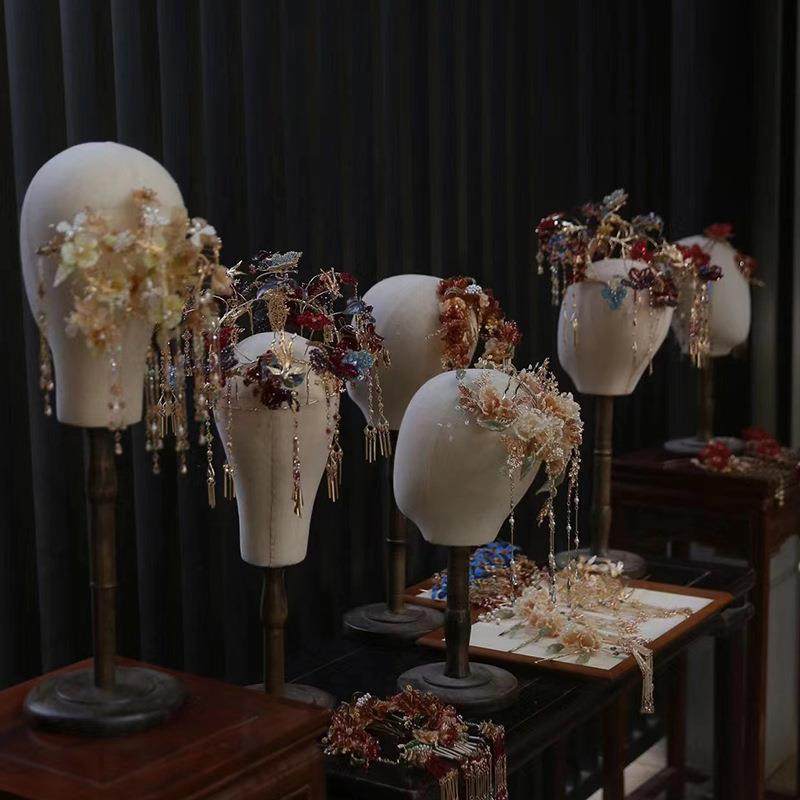 模特道具假人头帽子展示模特头支架头模秀禾头饰发冠可插针假头模