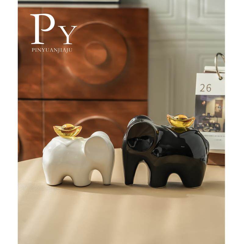 北欧现代高档轻奢酒柜祥运宝大象摆件吉象装饰品客厅玄关办公室