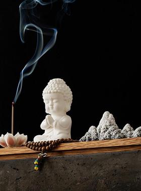 久造中式白瓷如来佛摆件创意家居饰品客厅桌面陶瓷工艺品禅意摆设