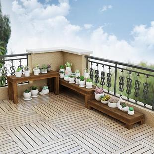 阳台多肉户外台阶花架实木单层阶梯式花盆架室外庭院防腐木置物架