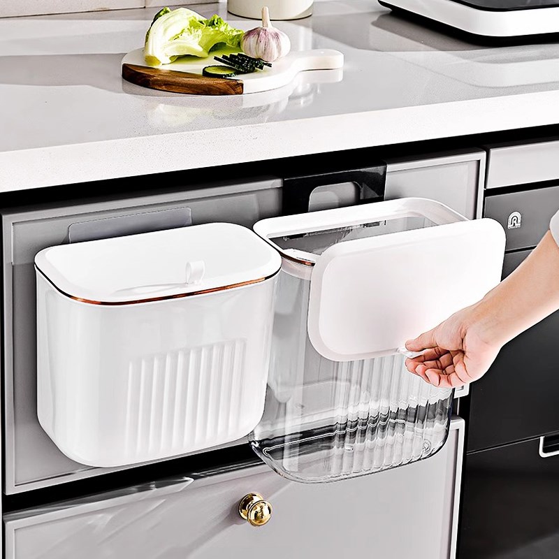 卫生间壁挂垃圾桶厕所厨房家用大容量收纳桶带盖悬挂式Z夹缝卫生