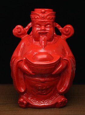 中式朱砂财神摆件明清古典武财神赵公明财神爷招财聚财风水工艺品