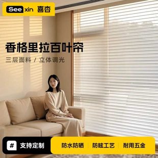 遮挡拉卧室卷帘免打孔里阳台香格全遮光帘百叶窗帘柔纱帘客厅电动