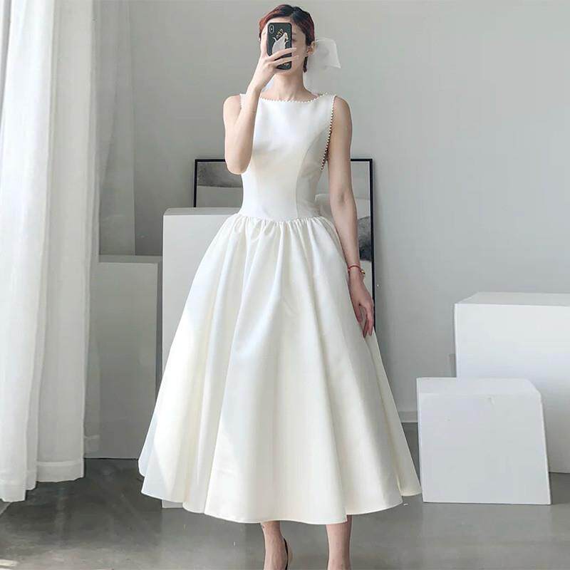 简约缎面轻婚纱名媛宴会派