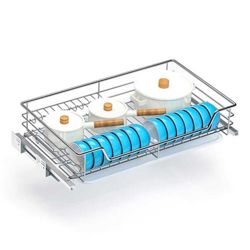 单层厨房橱柜拉篮抽屉式不锈钢碗碟拉篮碗架碗篮置物架碗架沥水架