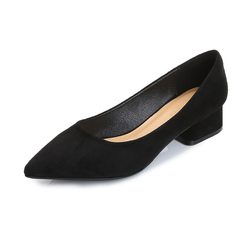 高跟鞋女5cm黑色粗跟职业工作鞋尖头中跟单鞋3cm工装女鞋上班鞋