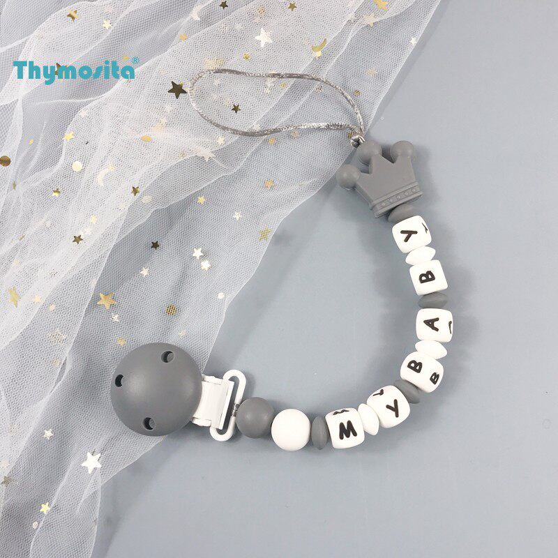 可啃咬奶嘴夹防掉链安抚奶嘴链 可水洗硅胶珠款 pacifier clip