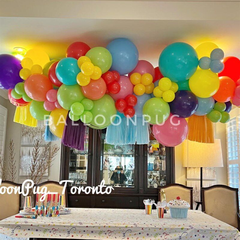 多巴胺气球布置装饰户外拍照彩色气球链门店开业生日场景布置装饰