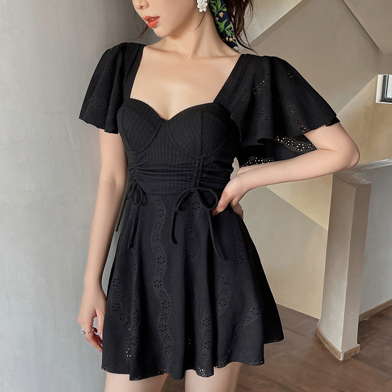 大码泳衣女胖mm200斤显瘦遮肉带钢圈大胸显钢托遮肚微胖温泉裙式