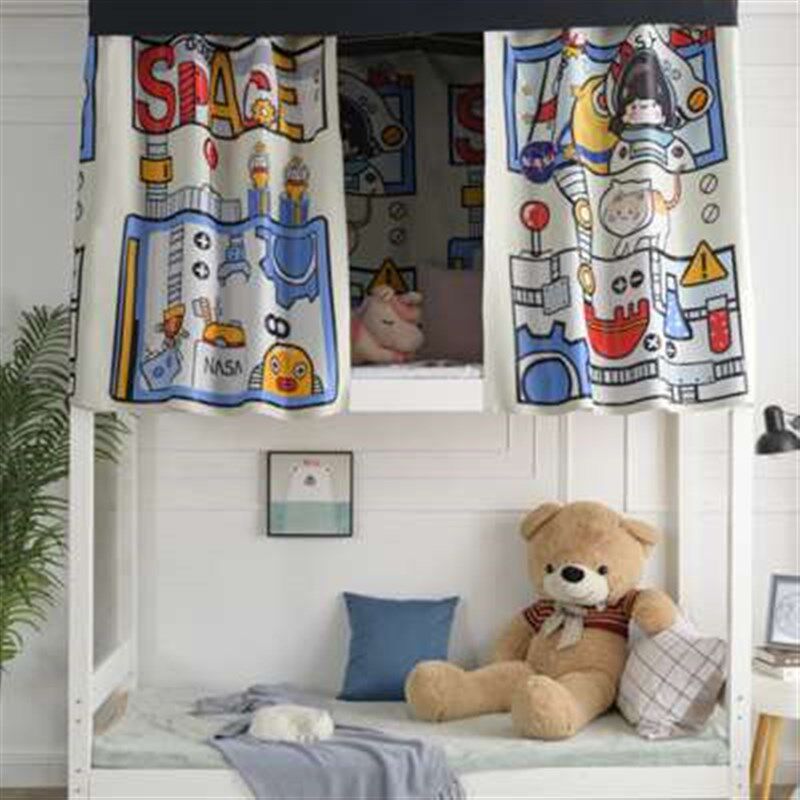 床帘学生宿舍男女上下铺支架in强遮光蚊帐一体式寝室卡通床幔帘子