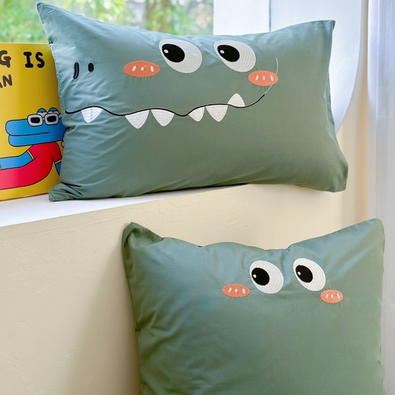 卡通母婴级A类全棉四件套恐龙刺绣裸睡被套100%纯棉儿童床上用品