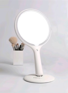 皮肤管理美容院用LlED化妆镜带灯双面镜子便携台式手拿补光镜logo