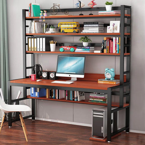 电脑桌台式家用卧室简约学生书桌书架一体学习桌儿童写Z字桌办公