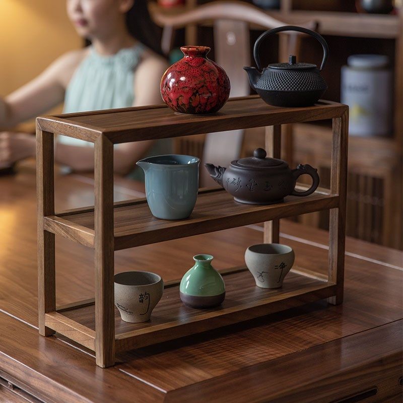 黑胡桃木茶具置物架茶杯架子茶壶收纳架摆放架中式茶桌置物博古架,住宅家具,多宝格/博古架,淘宝优惠券,粉丝福利购,淘宝优惠卷
