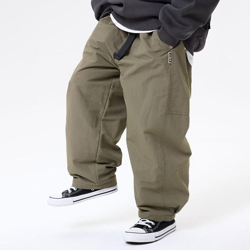 男童加绒休闲工装裤2024冬季新款日系儿童宽松慵懒一体绒保暖长裤