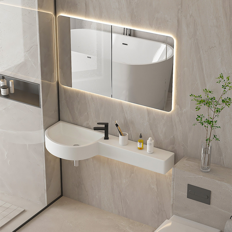 小户型卫生间洗手盆迷你人造石英石洗脸盆挂墙式小尺寸台面一体盆,家装主材,挂墙式洗脸盆,淘宝优惠券,粉丝福利购,淘宝优惠卷