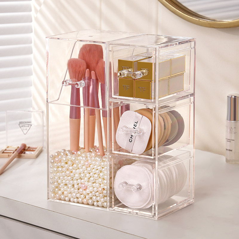 化妆刷收纳筒套装防尘盖透明亚克力笔桶粉扑眼影首饰桌面口红盒子,收纳整理,桌面收纳盒,淘宝优惠券,粉丝福利购,淘宝优惠卷