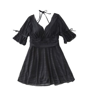 温泉游泳装 胖MM新款 钢托聚拢遮肚显瘦保守大码 连体裙式 泳衣女韩版