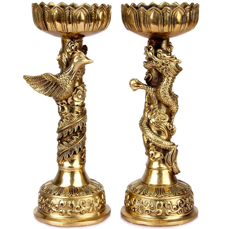 铜龙龟烛台 铜仙鹤烛台摆件 铜蜡台 龙凤铜蜡台婚庆 铜烛台摆件