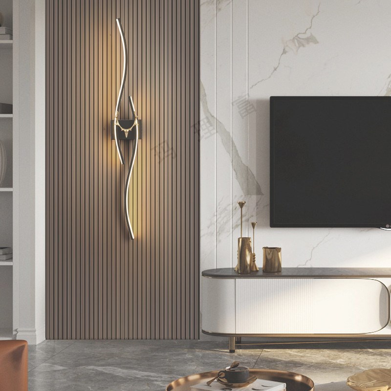 现代简约长条壁灯新式客厅卧室沙发背景栅格灯